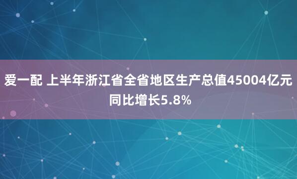 爱一配 上半年浙江省全省地区生产总值45004亿元 同比增长5.8%